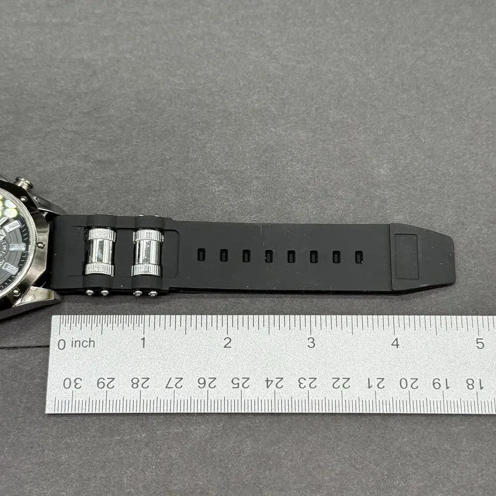 Lot of 2 Men's Fashion Watches Gaiety Chrono Style Silicone Rubber Sport Bands